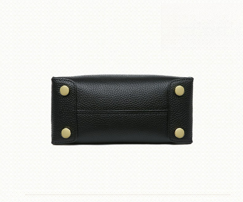 Genuine Leather Tote & Crossbody Handbag with Lock Closure