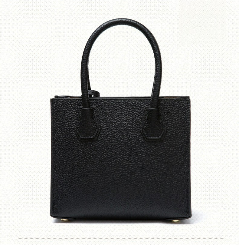 Genuine Leather Tote & Crossbody Handbag with Lock Closure
