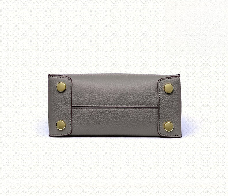 Genuine Leather Tote & Crossbody Handbag with Lock Closure