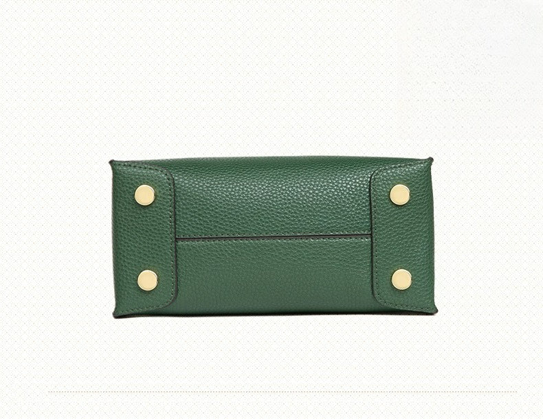 Genuine Leather Tote & Crossbody Handbag with Lock Closure