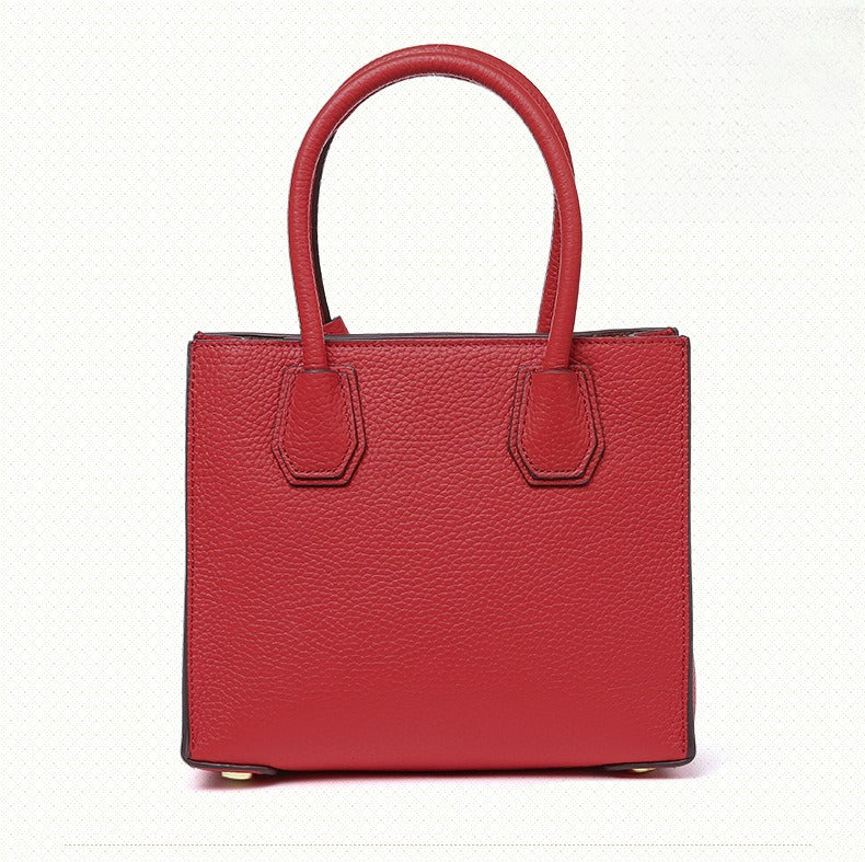 Genuine Leather Tote & Crossbody Handbag with Lock Closure