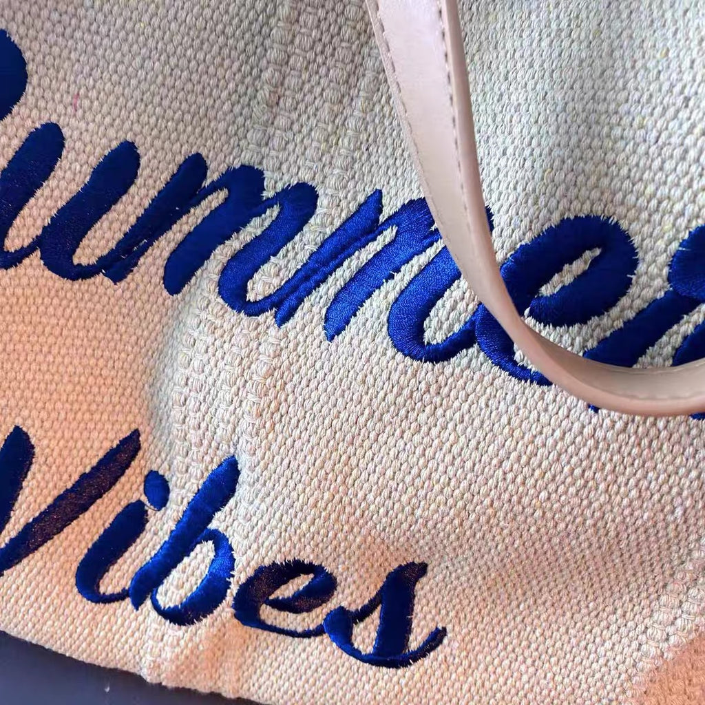 Summer Vibes Beach Tote Bag – Large Tassel Shoulder Bag