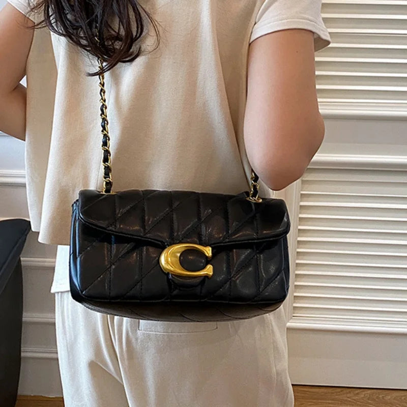 High-End Feminine Chain Crossbody Bag – Diamond Pattern Small Square Handbag