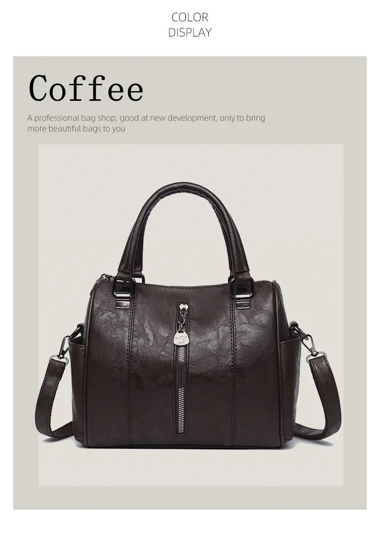 Soft Leather Tote Bag for Women – Large Capacity Retro Shoulder & Crossbody Handbag