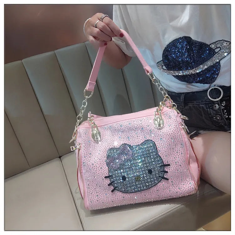Crystal Diamond Cartoon-Style Handbag – Women’s Shoulder Bag (Large Capacity)
