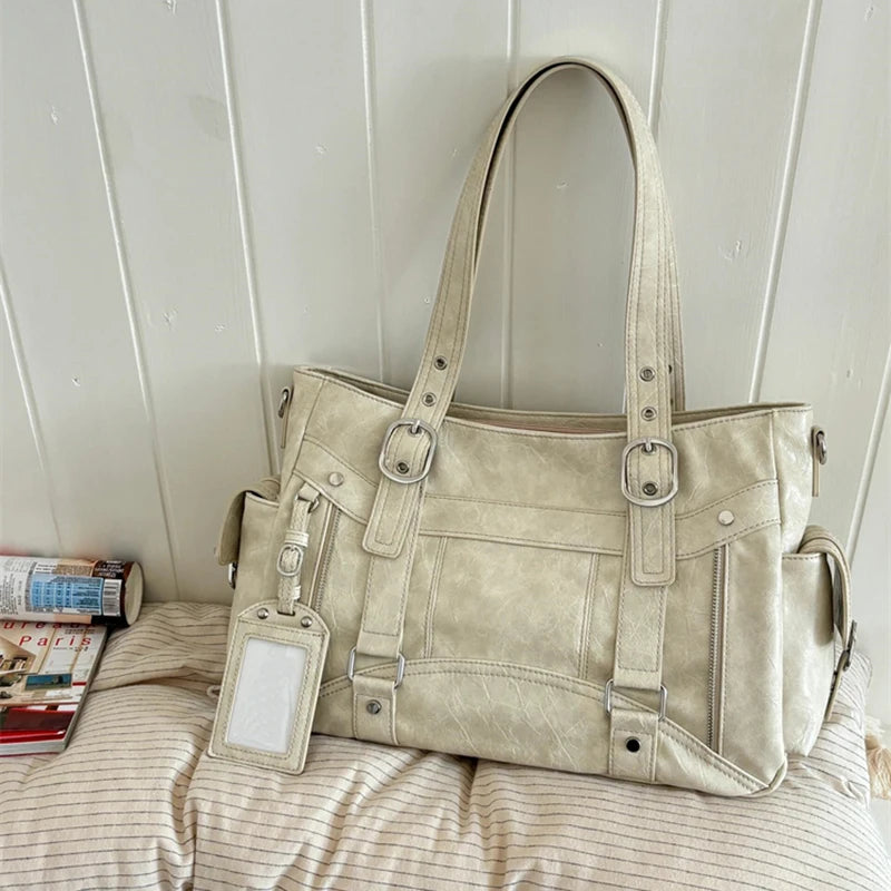 Large Capacity Retro Tote Bag for Women – Chic Shoulder Handbag for Work & Daily Commute