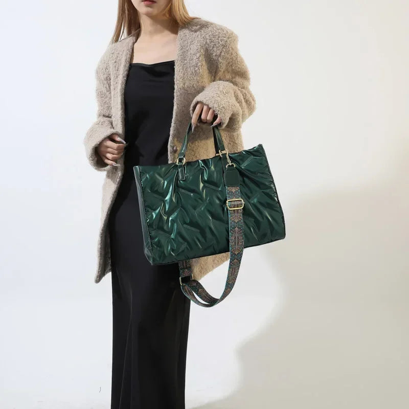 Padded Quilted Tote Bag for Women – Lightweight Nylon Large Capacity Shoulder & Crossbody Bag
