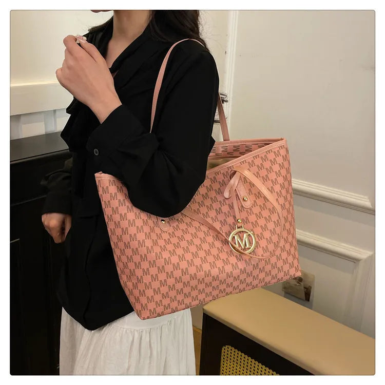 Printed PU Leather Tote Bag for Women – Large Capacity Commuter & College Handbag