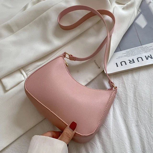 Women’s Minimal Shoulder Bag – Retro PU Leather Everyday Handbag
