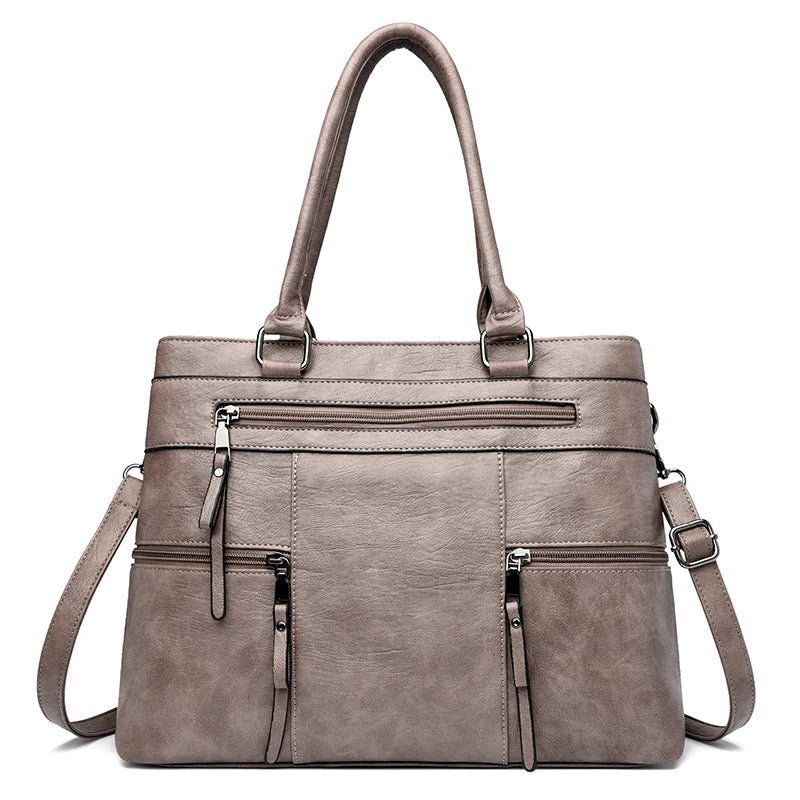 Vintage Zip Women’s Handbag with Detachable Shoulder Strap