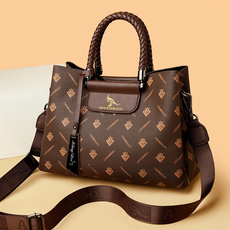 Elegant Women's Handbag with Unique Handle – Spacious Tote with Adjustable Shoulder Strap