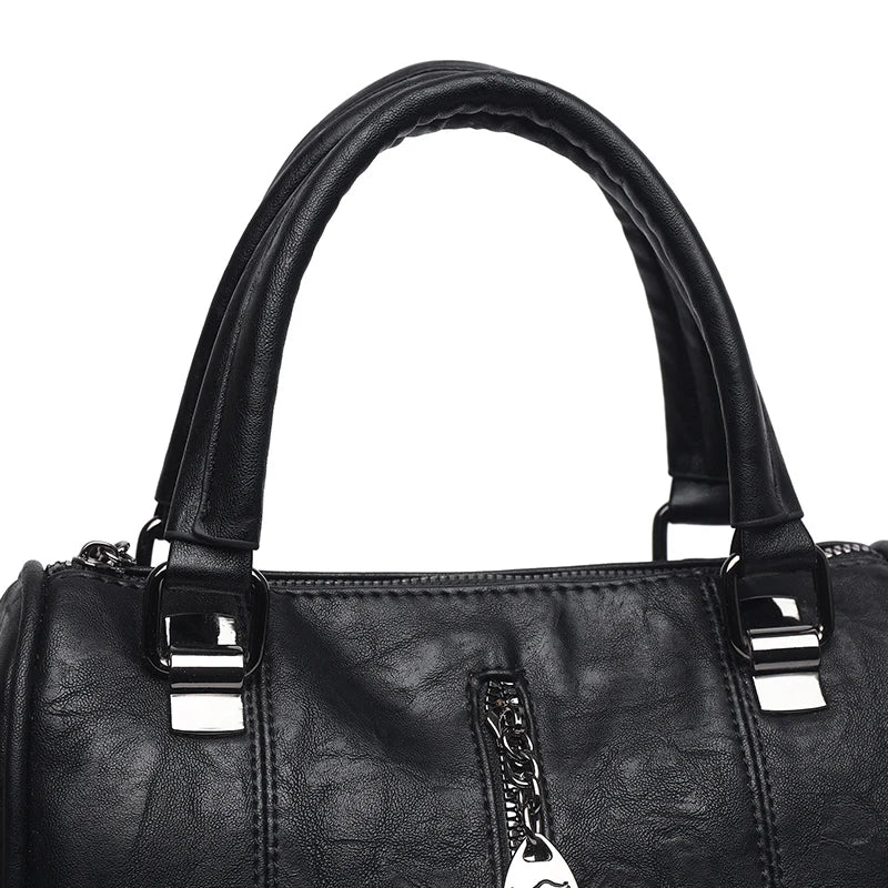 Soft Leather Tote Bag for Women – Large Capacity Retro Shoulder & Crossbody Handbag
