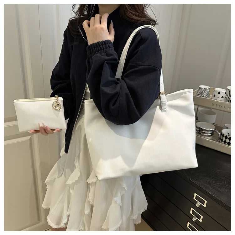 Minimalist Large Capacity Tote Bag for Women – Lightweight Shoulder Travel Handbag