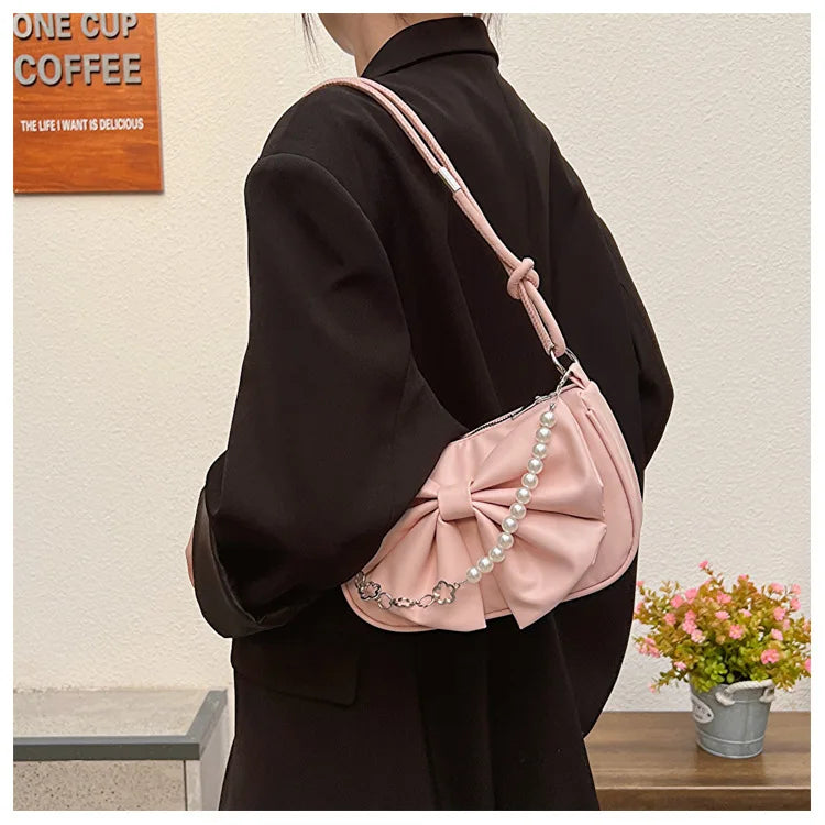 Bow Shoulder Bag – Chic Armpit Handbag for Everyday Style