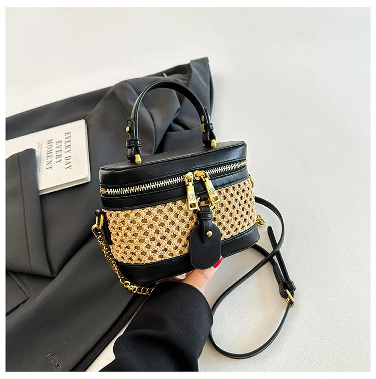 Woven Raffia Mini Handbag – Top Handle & Single-Shoulder Bag