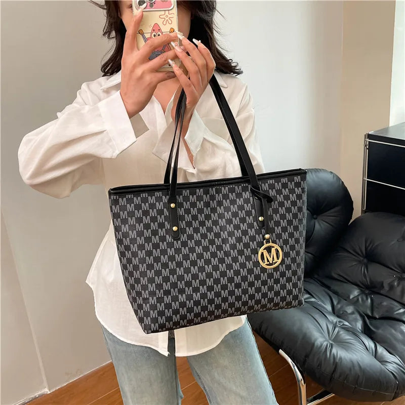 Printed PU Leather Tote Bag for Women – Large Capacity Commuter & College Handbag