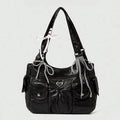 Fashionable Women's Shoulder Handbag with Bow Pendant – Large Capacity Casual Armpit Bag for Work & Shopping