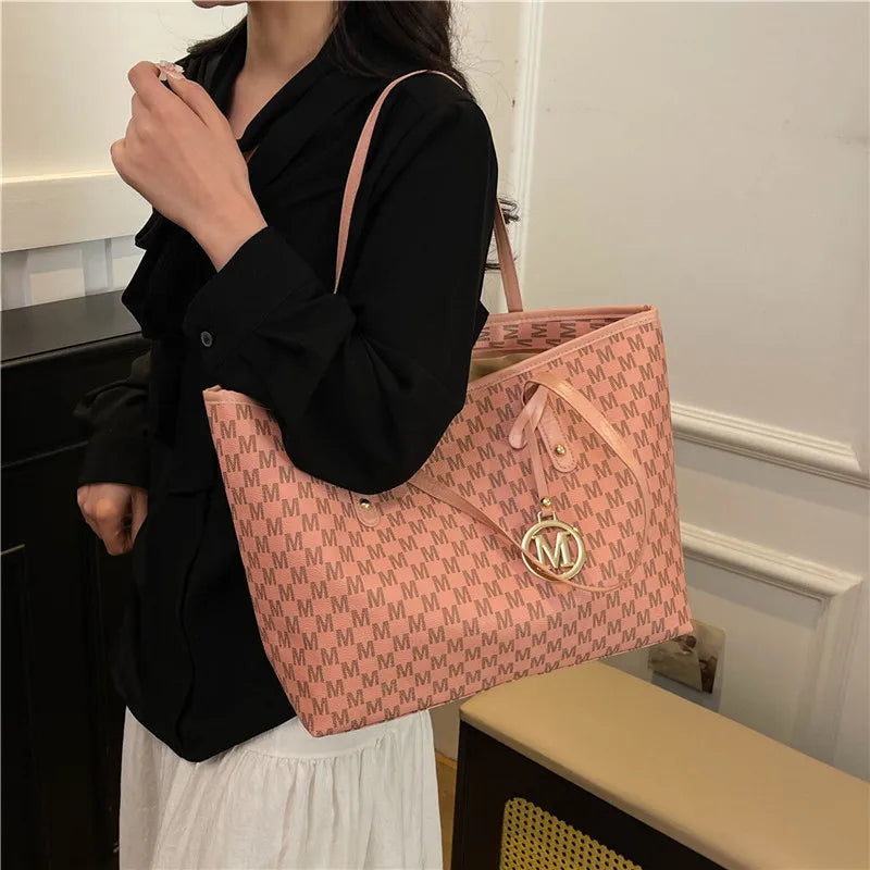 Printed PU Leather Tote Bag for Women – Large Capacity Commuter & College Handbag