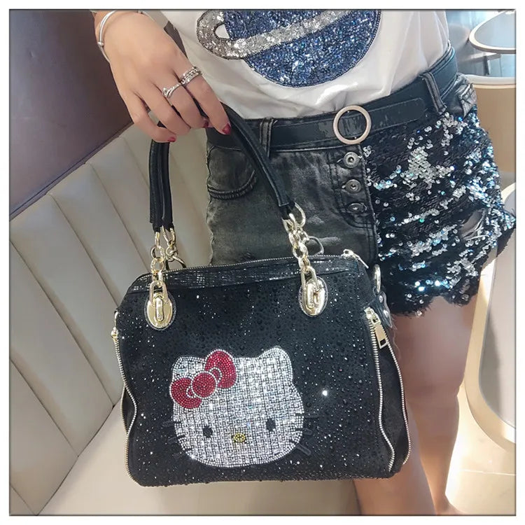 Crystal Diamond Cartoon-Style Handbag – Women’s Shoulder Bag (Large Capacity)