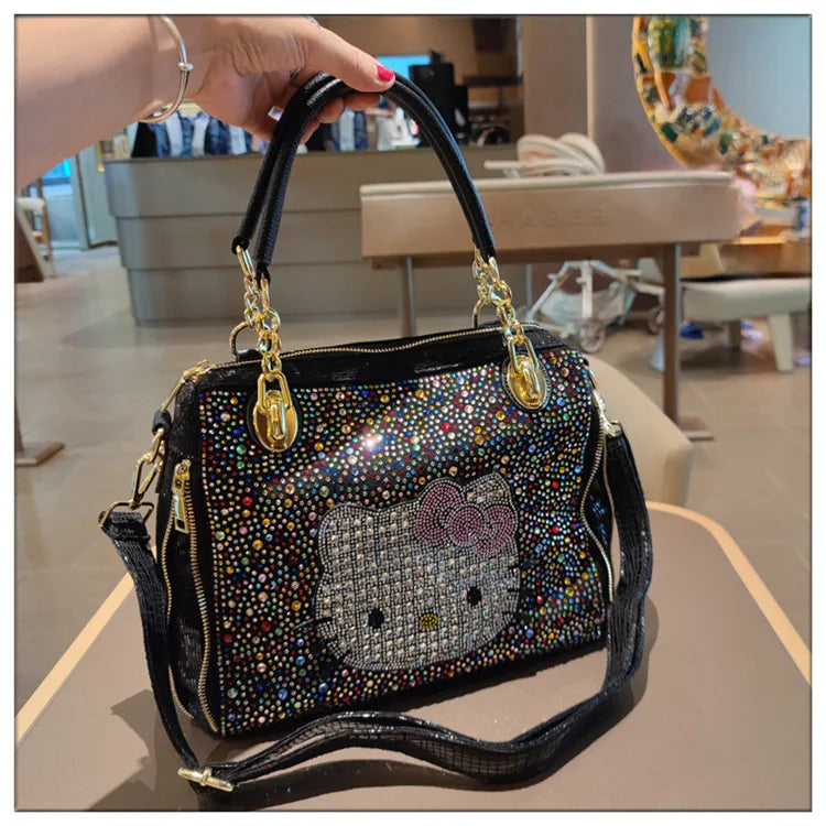Crystal Diamond Cartoon-Style Handbag – Women’s Shoulder Bag (Large Capacity)