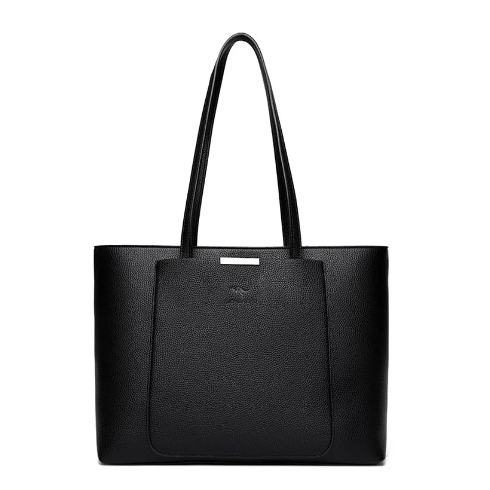 Large Capacity PU Leather Tote Bag for Women – Minimalist Shoulder Handbag for Work & Daily Commute