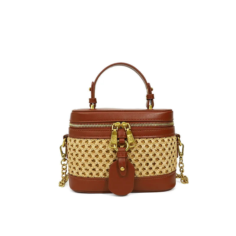 Woven Raffia Mini Handbag – Top Handle & Single-Shoulder Bag