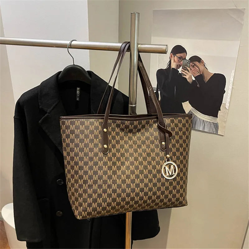 Printed PU Leather Tote Bag for Women – Large Capacity Commuter & College Handbag