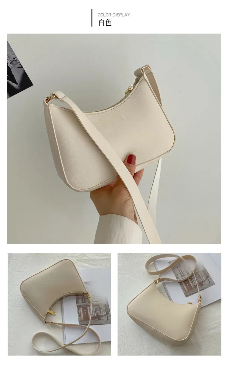 Women’s Minimal Shoulder Bag – Retro PU Leather Everyday Handbag