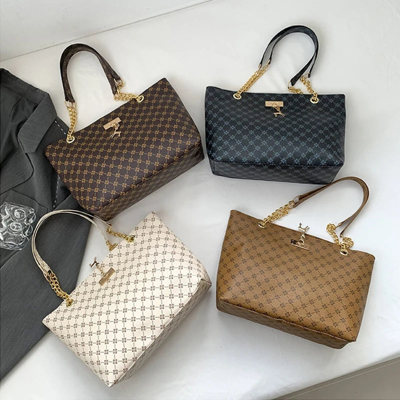 Textured Soft Leather Tote Bag – Large Capacity Shoulder Bag with Accessories