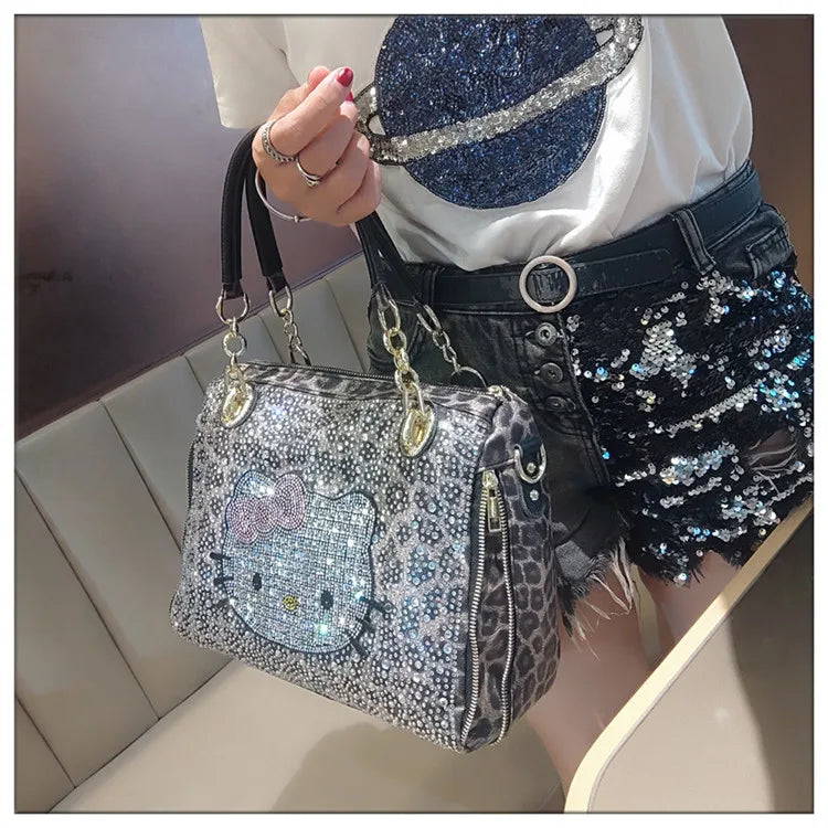 Crystal Diamond Cartoon-Style Handbag – Women’s Shoulder Bag (Large Capacity)
