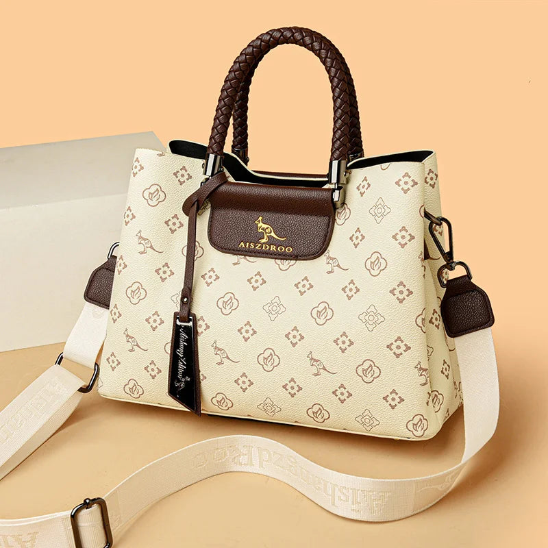 Elegant Women's Handbag with Unique Handle – Spacious Tote with Adjustable Shoulder Strap