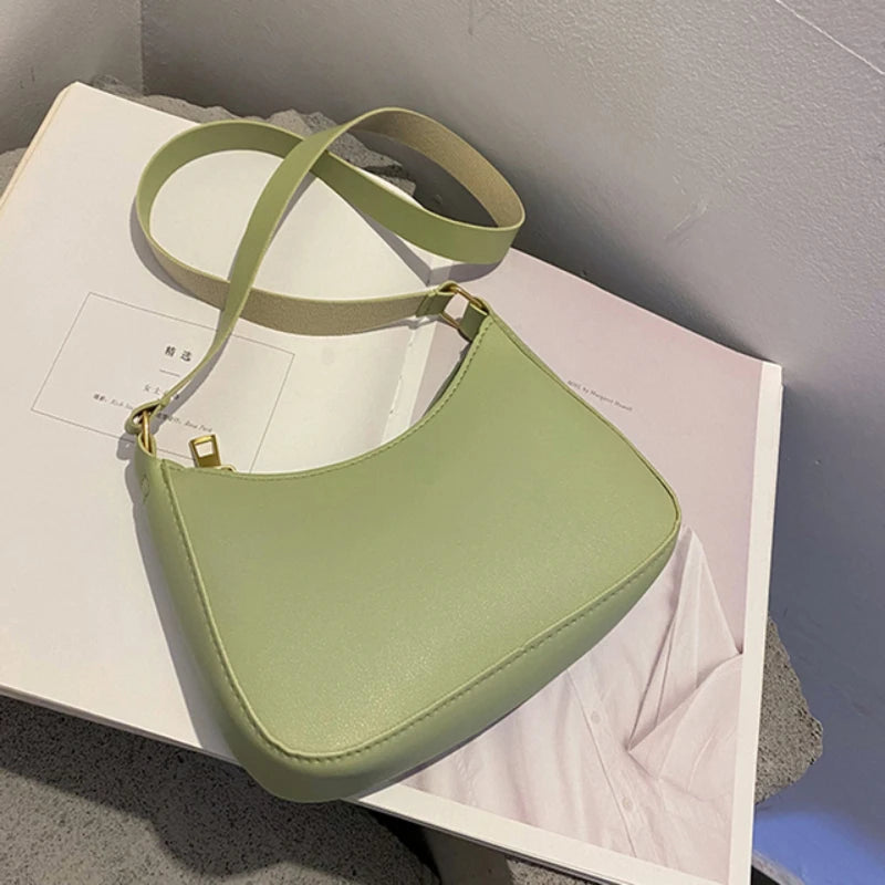 Women’s Minimal Shoulder Bag – Retro PU Leather Everyday Handbag