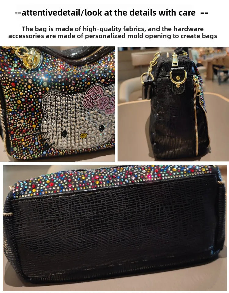 Crystal Diamond Cartoon-Style Handbag – Women’s Shoulder Bag (Large Capacity)