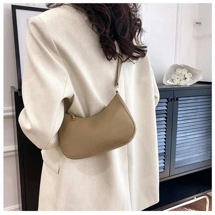 Trendy Solid-Color Small Shoulder Handbag – Minimalist Square Crossbody Bag