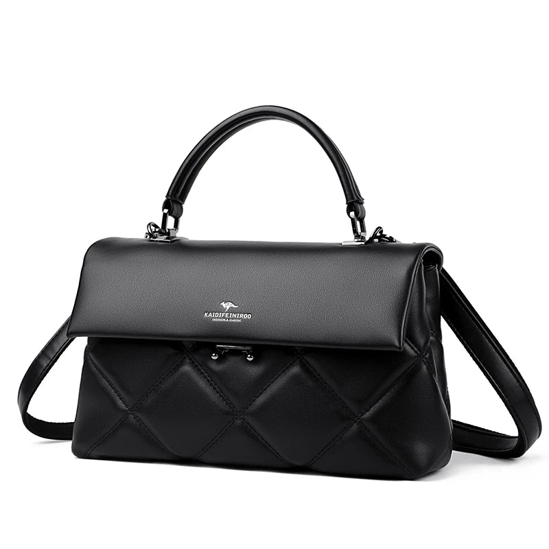 Quilted Top-Handle Shoulder Bag – Soft Structured Crossbody