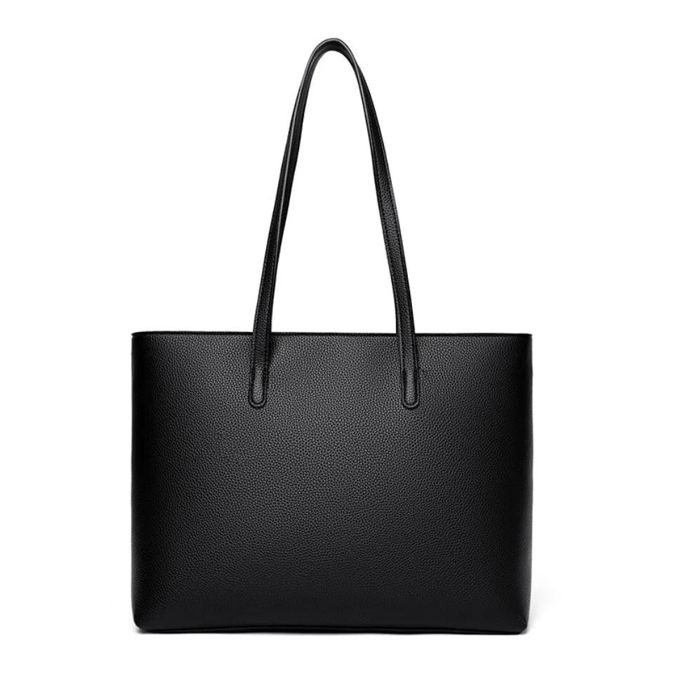 Large Capacity PU Leather Tote Bag for Women – Minimalist Shoulder Handbag for Work & Daily Commute