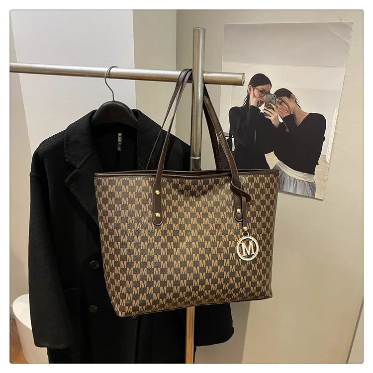 Printed PU Leather Tote Bag for Women – Large Capacity Commuter & College Handbag