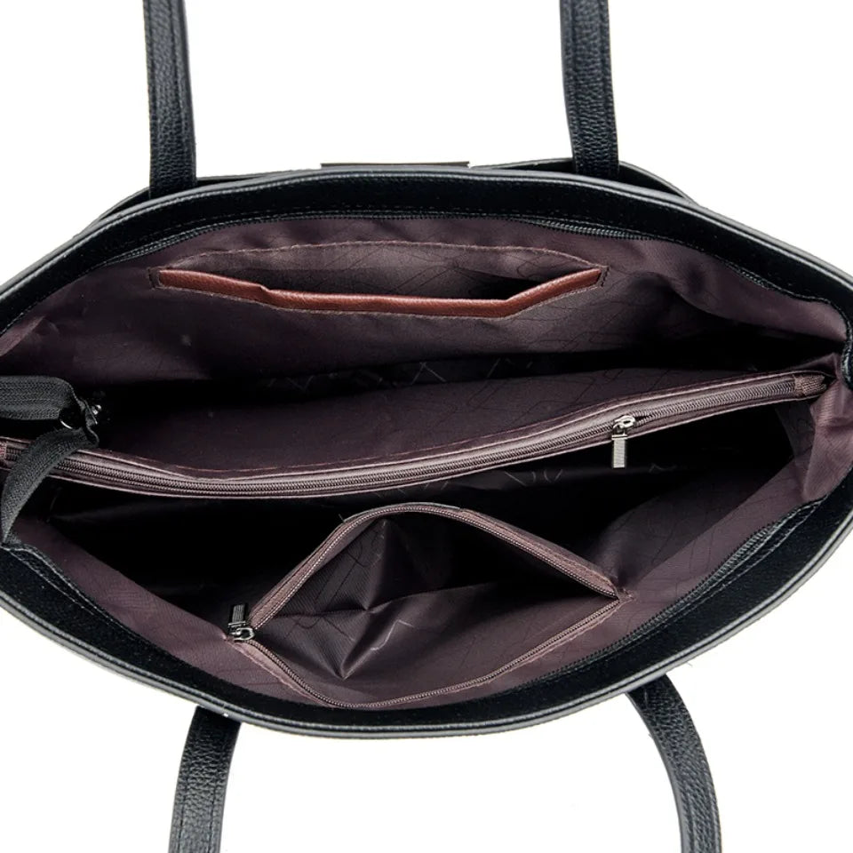 Large Capacity PU Leather Tote Bag for Women – Minimalist Shoulder Handbag for Work & Daily Commute