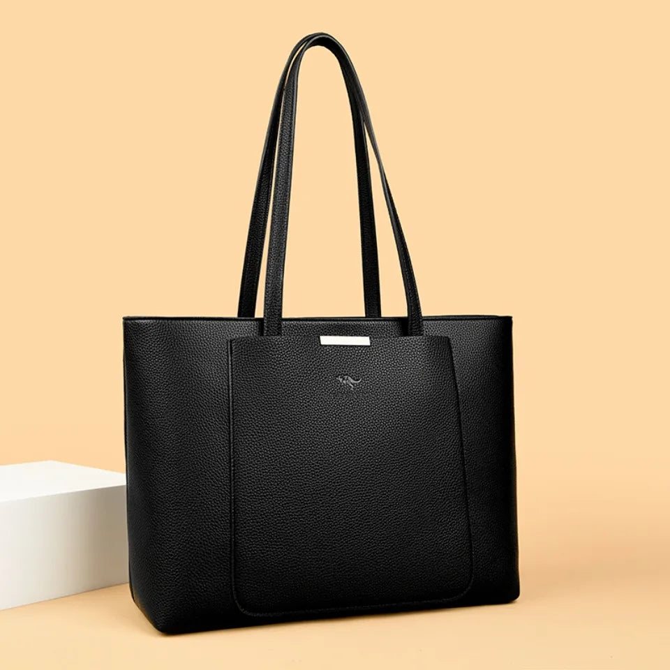 Large Capacity PU Leather Tote Bag for Women – Minimalist Shoulder Handbag for Work & Daily Commute