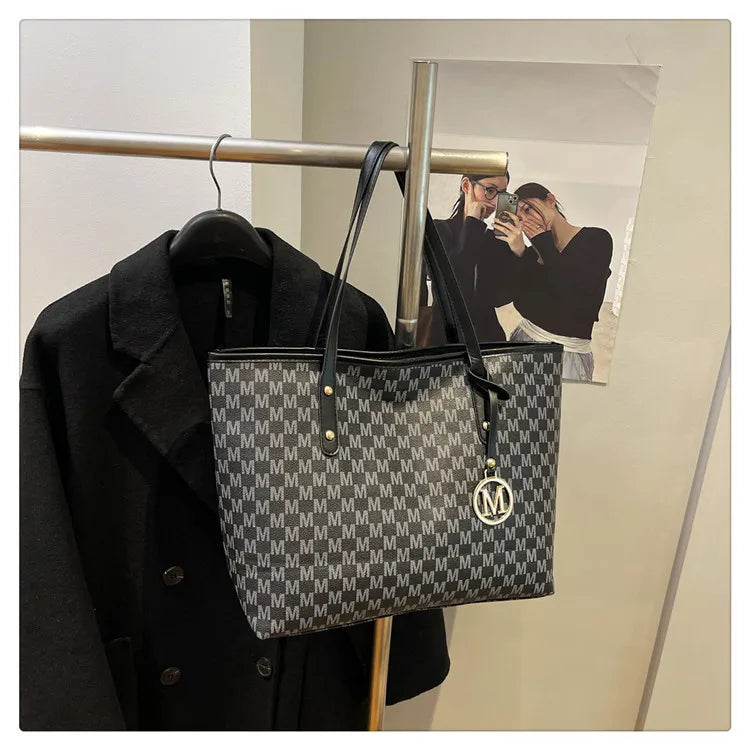 Printed PU Leather Tote Bag for Women – Large Capacity Commuter & College Handbag