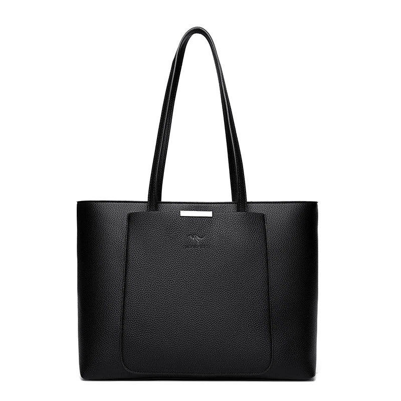 Large Capacity PU Leather Tote Bag for Women – Minimalist Shoulder Handbag for Work & Daily Commute