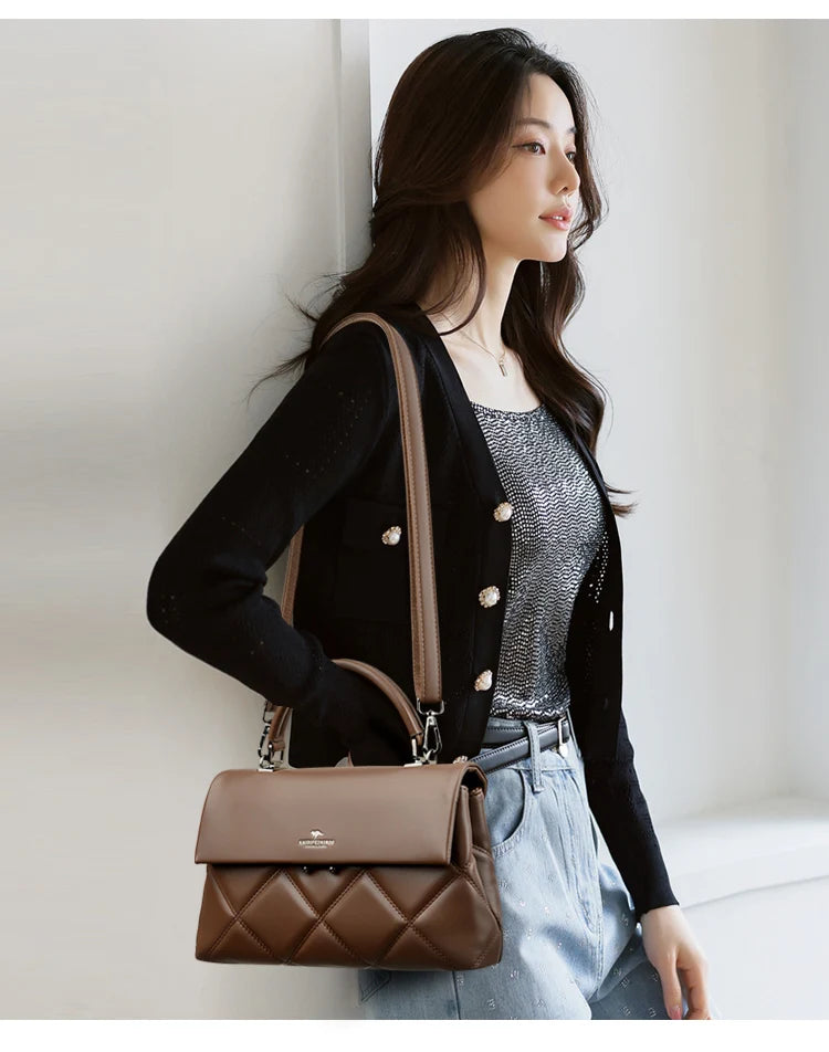 Quilted Top-Handle Shoulder Bag – Soft Structured Crossbody