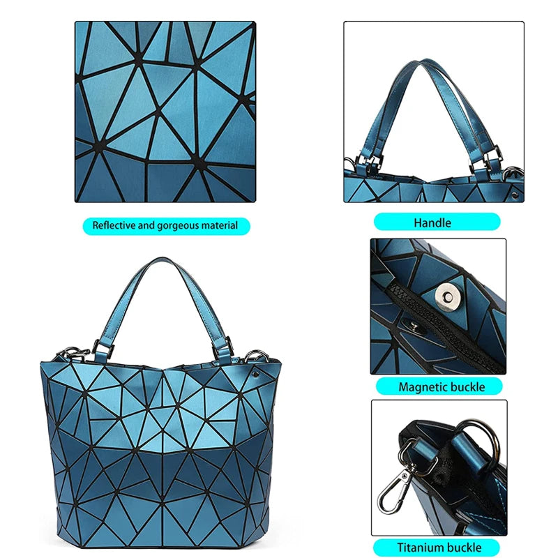 Geometric Bucket Tote Bag – Structured Shoulder & Crossbody