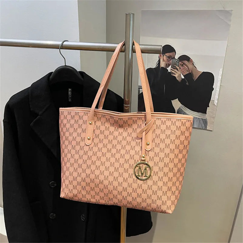 Printed PU Leather Tote Bag for Women – Large Capacity Commuter & College Handbag