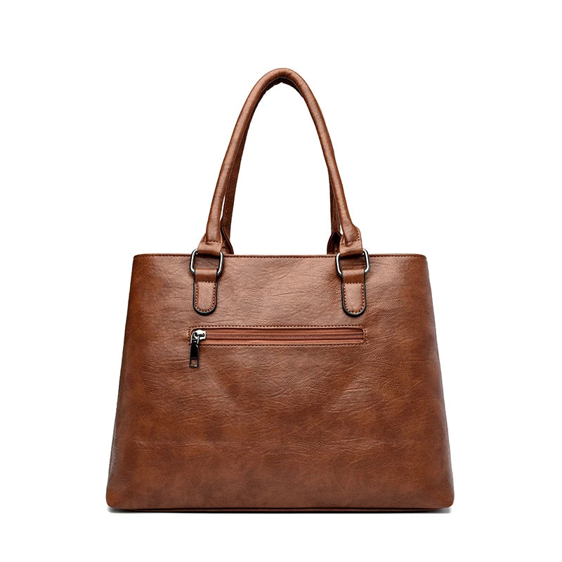 Vintage Zip Women’s Handbag with Detachable Shoulder Strap