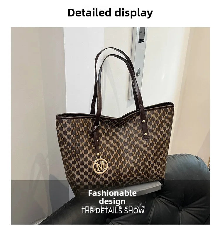 Printed PU Leather Tote Bag for Women – Large Capacity Commuter & College Handbag