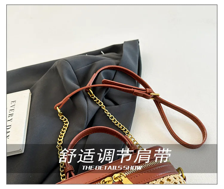Woven Raffia Mini Handbag – Top Handle & Single-Shoulder Bag