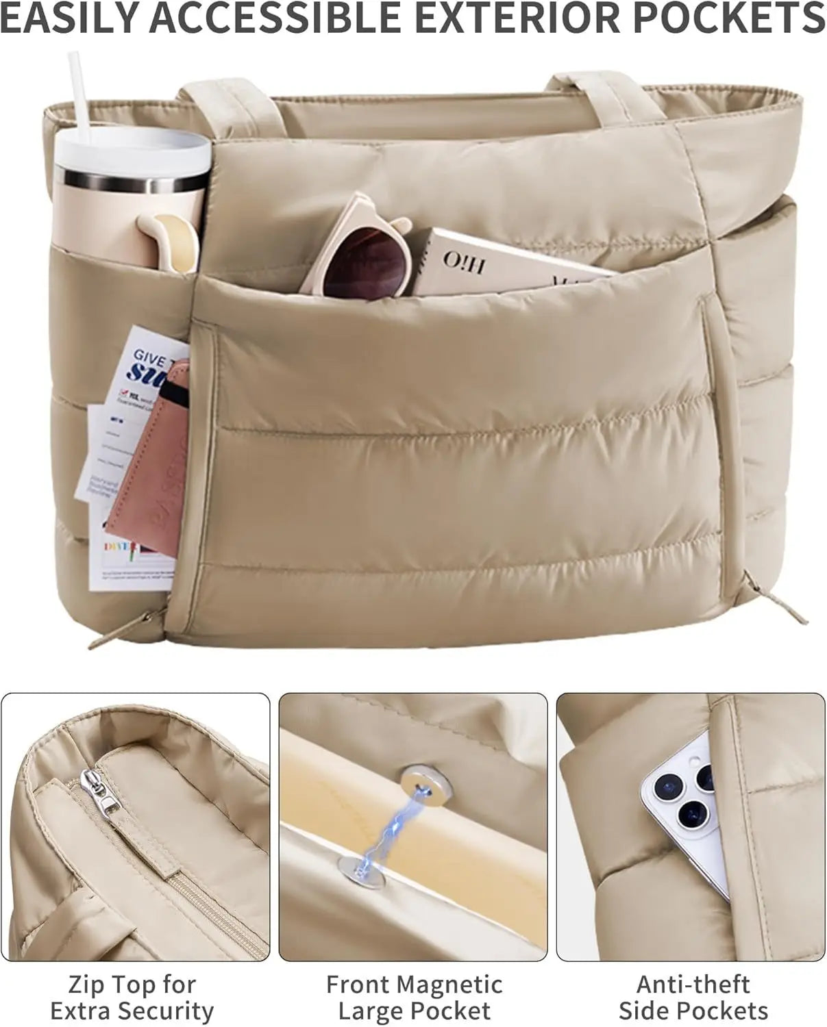 Large Capacity Organiser Tote Bag for Women – Multi-Pocket Travel, Makeup & Daily Carry Bag