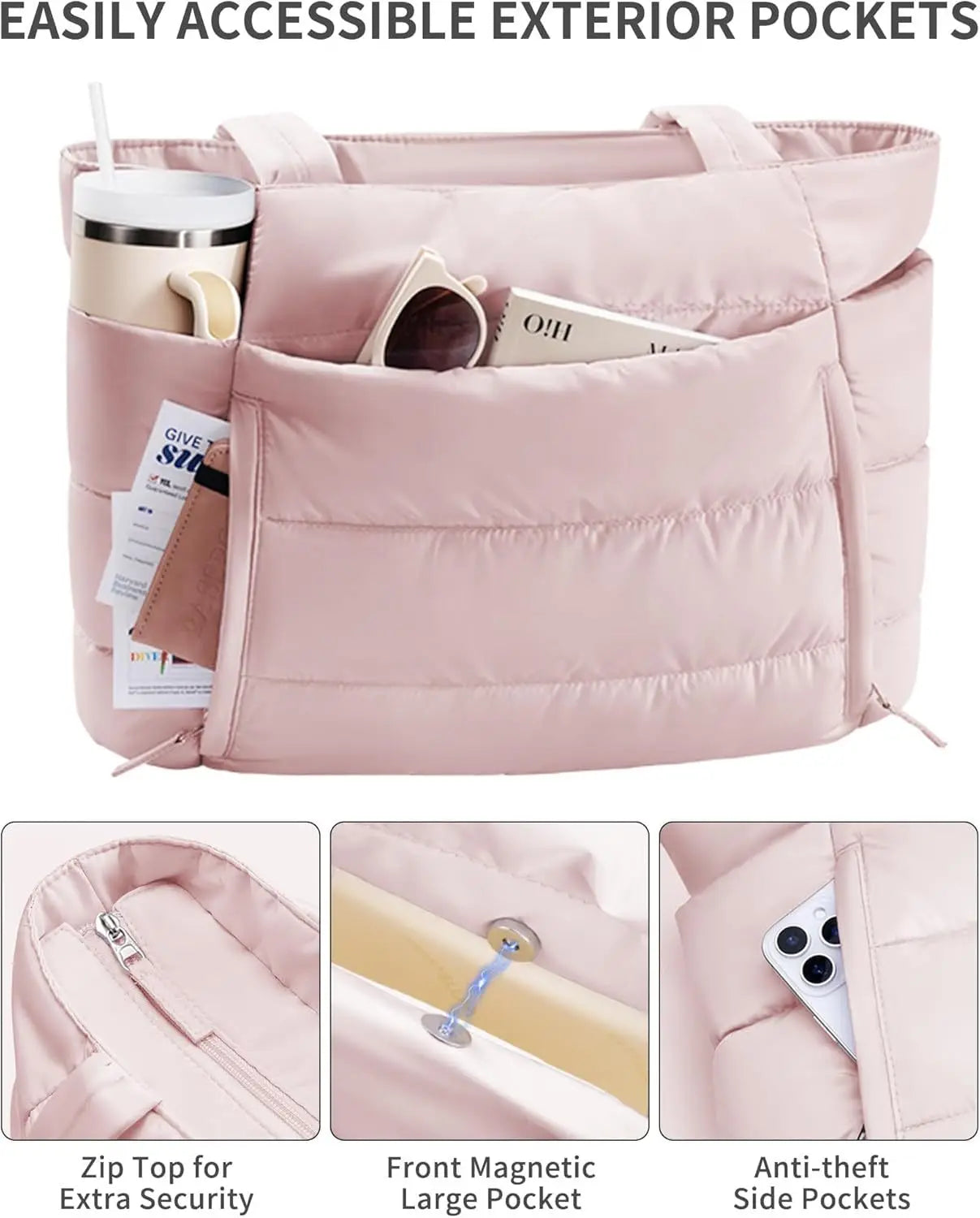 Large Capacity Organiser Tote Bag for Women – Multi-Pocket Travel, Makeup & Daily Carry Bag