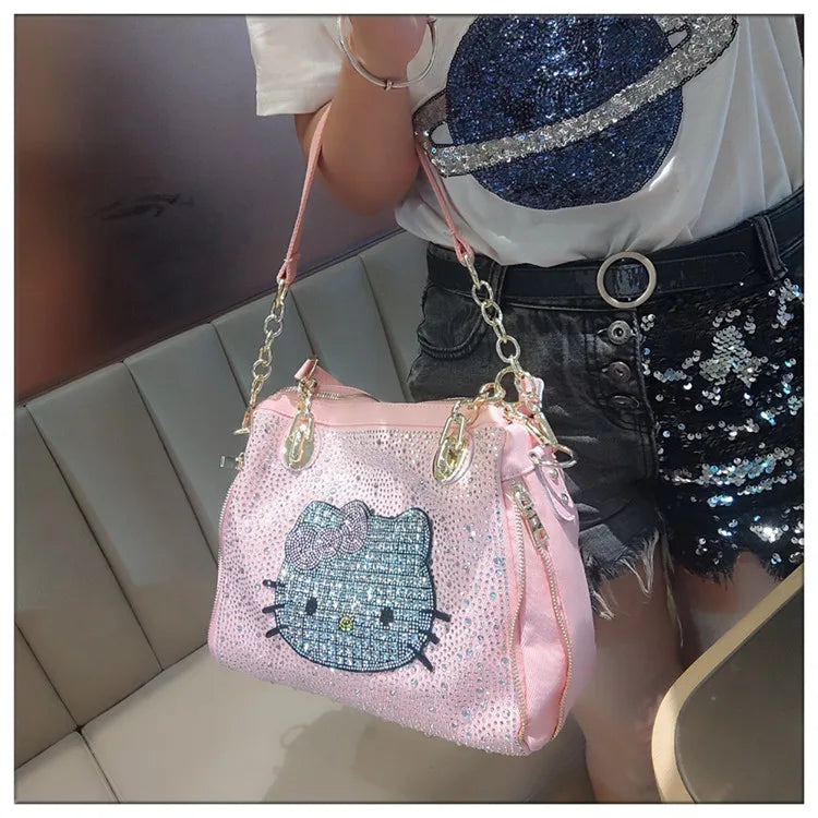 Crystal Diamond Cartoon-Style Handbag – Women’s Shoulder Bag (Large Capacity)